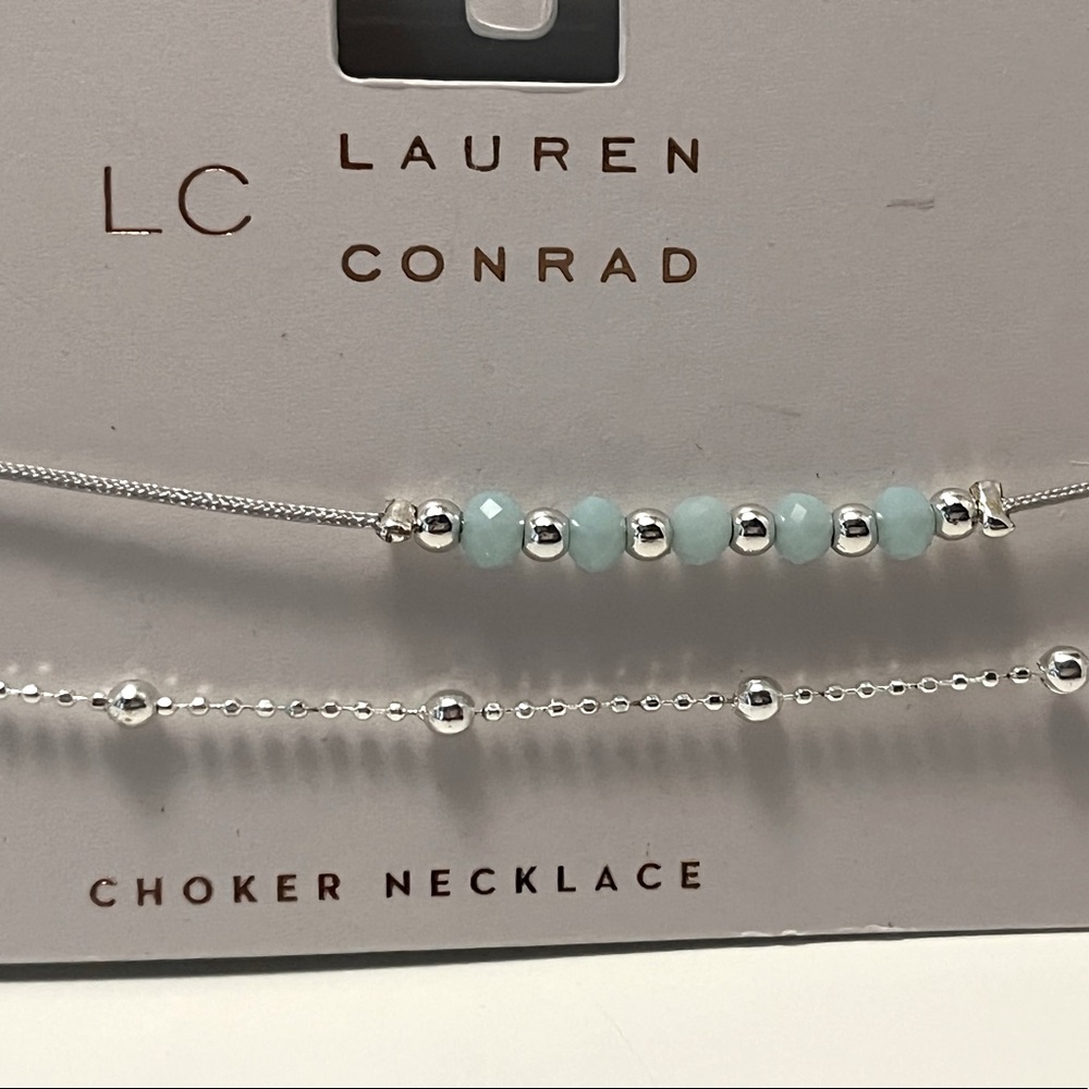 Set of 2 silver choker necklaces